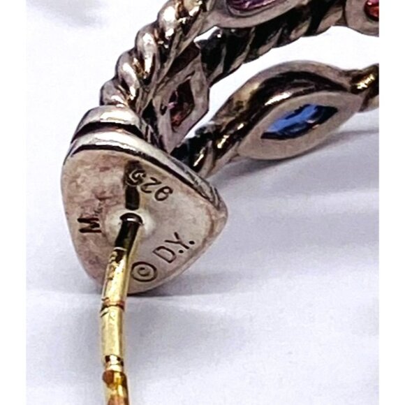 David Yurman 3 row Confetti Earrings Multi Stone 925 750 silver gold - Picture 2 of 8